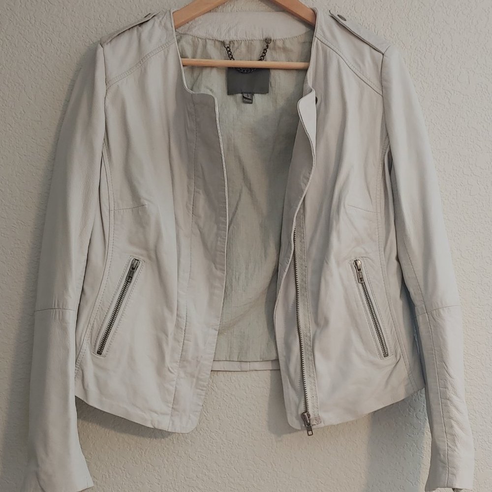 Muubaa leather moto jacket in Cloud - size 8